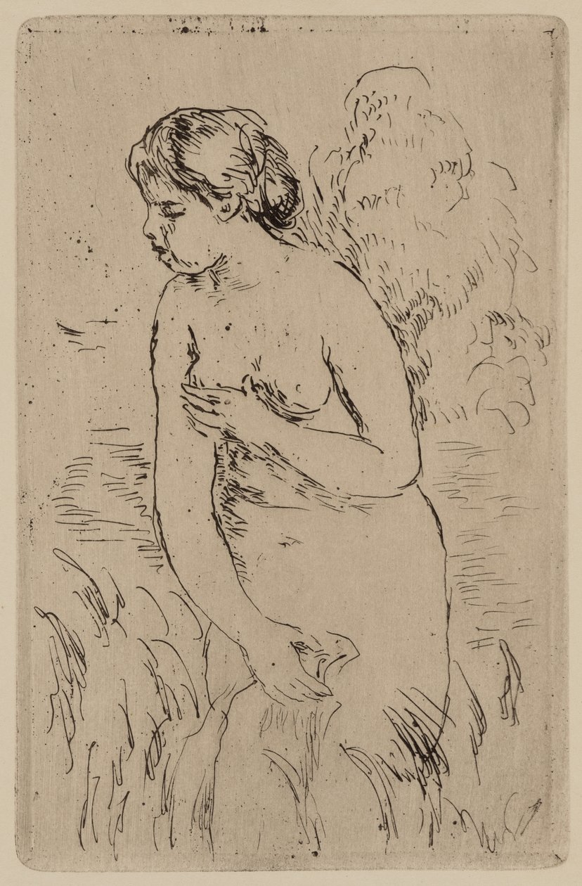 De baadster, ca.1890 (inktgravure op papier) door Pierre Auguste Renoir