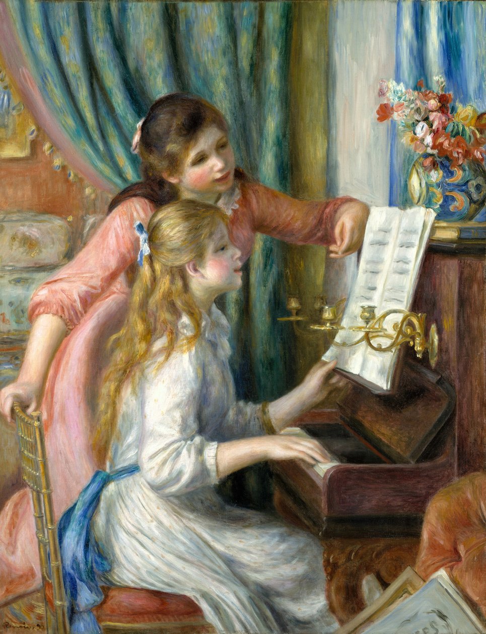 Twee jonge meisjes aan de piano, 1892 door Pierre Auguste Renoir
