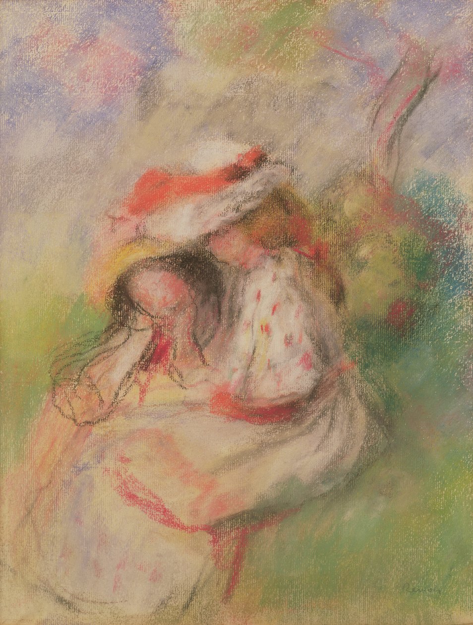 Twee Jonge Meisjes in een Tuin, c.1885 door Pierre Auguste Renoir