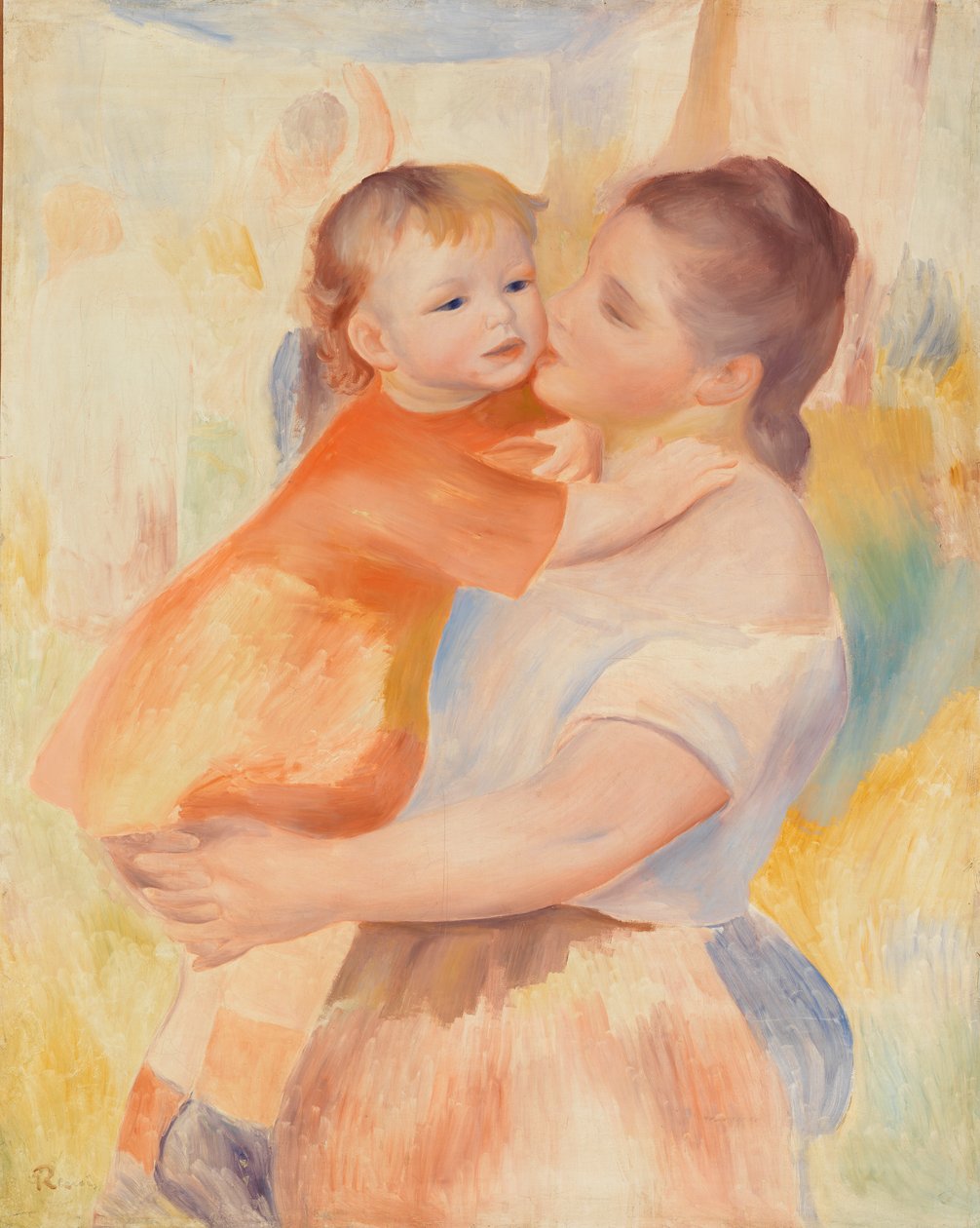 Wasvrouw en Kind door Pierre Auguste Renoir