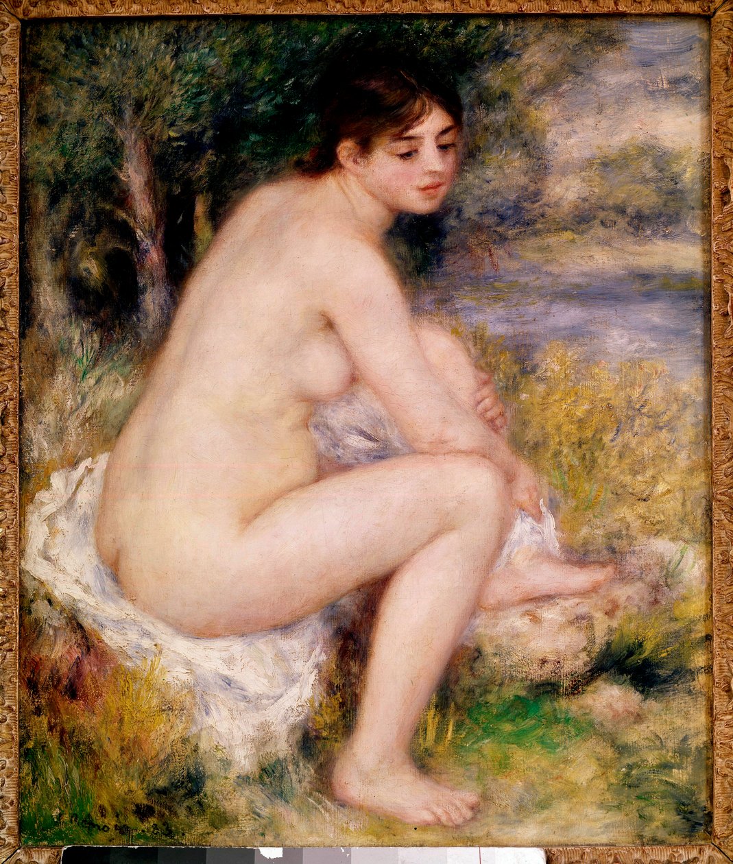 Naakte vrouw in een landschap door Pierre Auguste Renoir