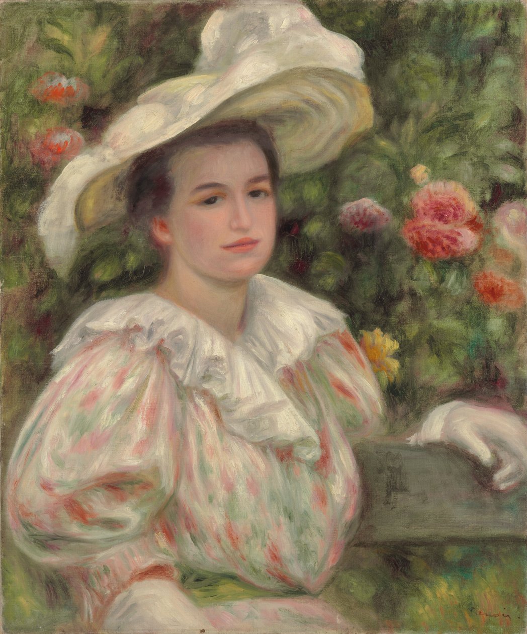 Jong Meisje tussen Bloemen of Vrouw met Witte Hoed door Pierre Auguste Renoir