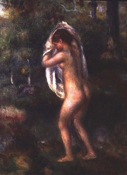 Jong meisje dat zich uitkleedt door Pierre-Auguste Renoir
