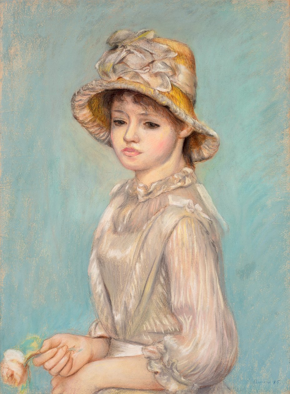 Jong meisje met een roos door Pierre Auguste Renoir