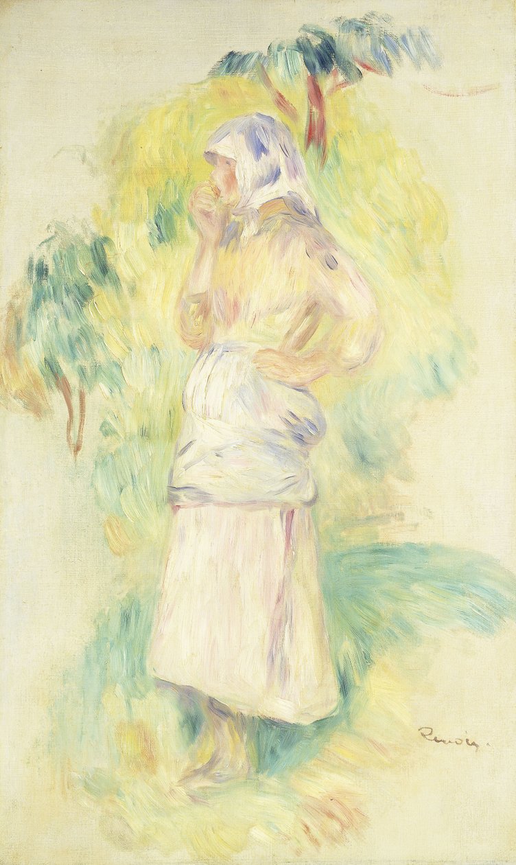 Jonge Boerin die een Appel Eet door Pierre Auguste Renoir