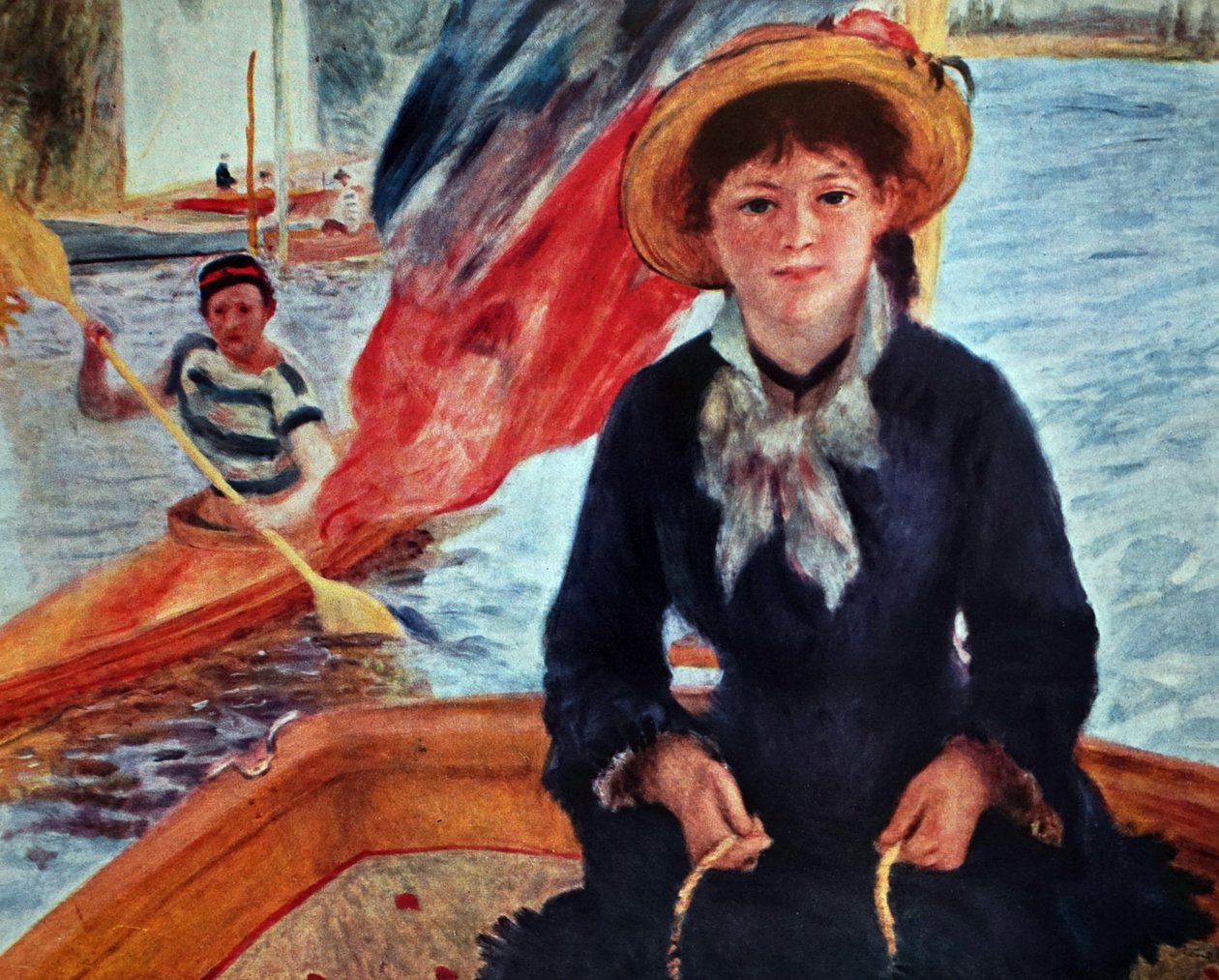 Jonge vrouw in een boot (Lise Trehot) door Pierre Auguste Renoir