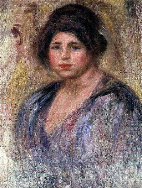 Jonge vrouw met een bontmuts door Pierre-Auguste Renoir