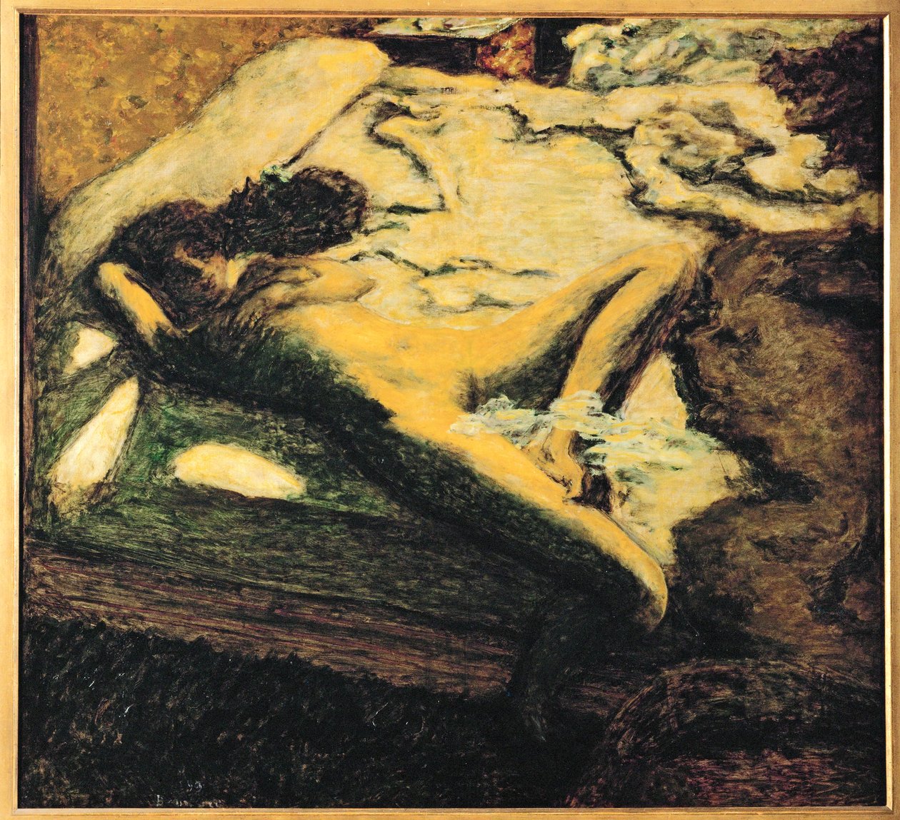 Dommelende vrouw op bed ... (schilderij op doek) door Pierre Bonnard
