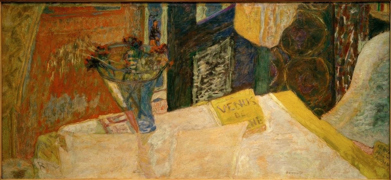 Stilleven met bloemenboeket (De Venus van Cyrene) door Pierre Bonnard