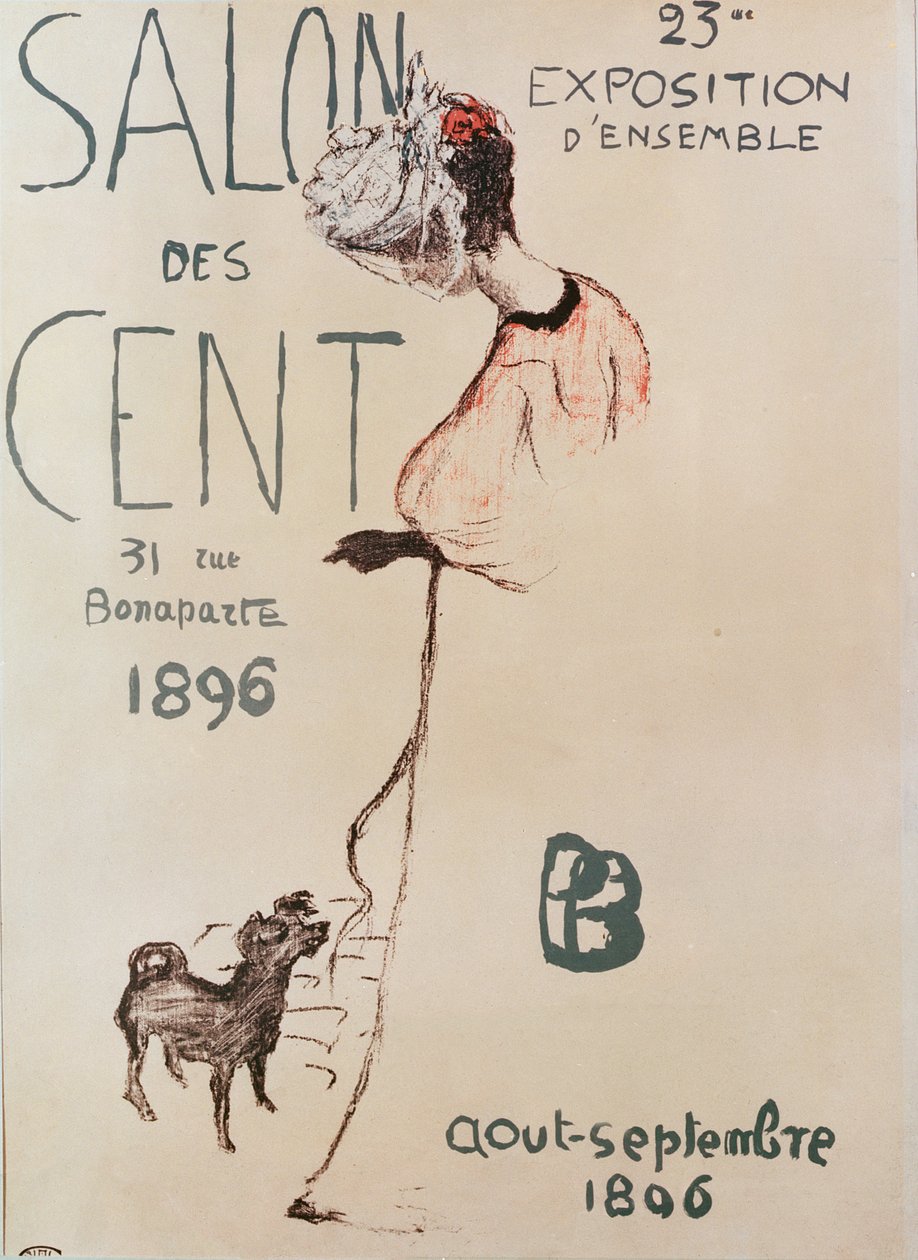 Poster die de 23e tentoonstelling van de Salon des Cent, 1896, adverteert door Pierre Bonnard