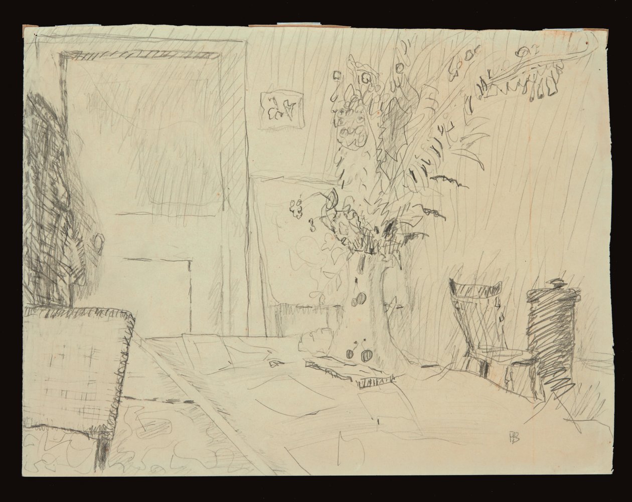 Bloempot in de eetkamer van Le Cannet door Pierre Bonnard