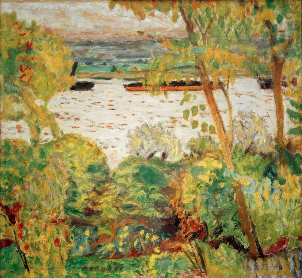 Sleepboot in Vernon door Pierre Bonnard