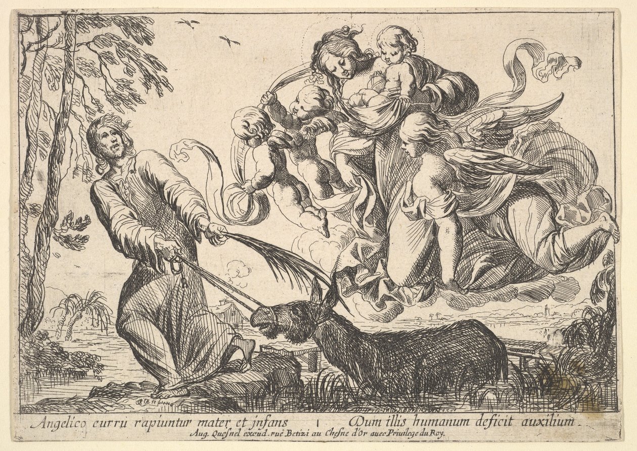 Engelen die de Maagd en het Kind Optillen, 1610-42 door Pierre Brebiette