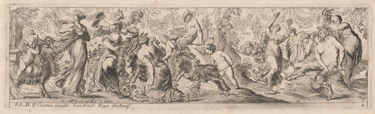 Putto die Geiten door Guirlandes Drijft door Pierre Brebiette