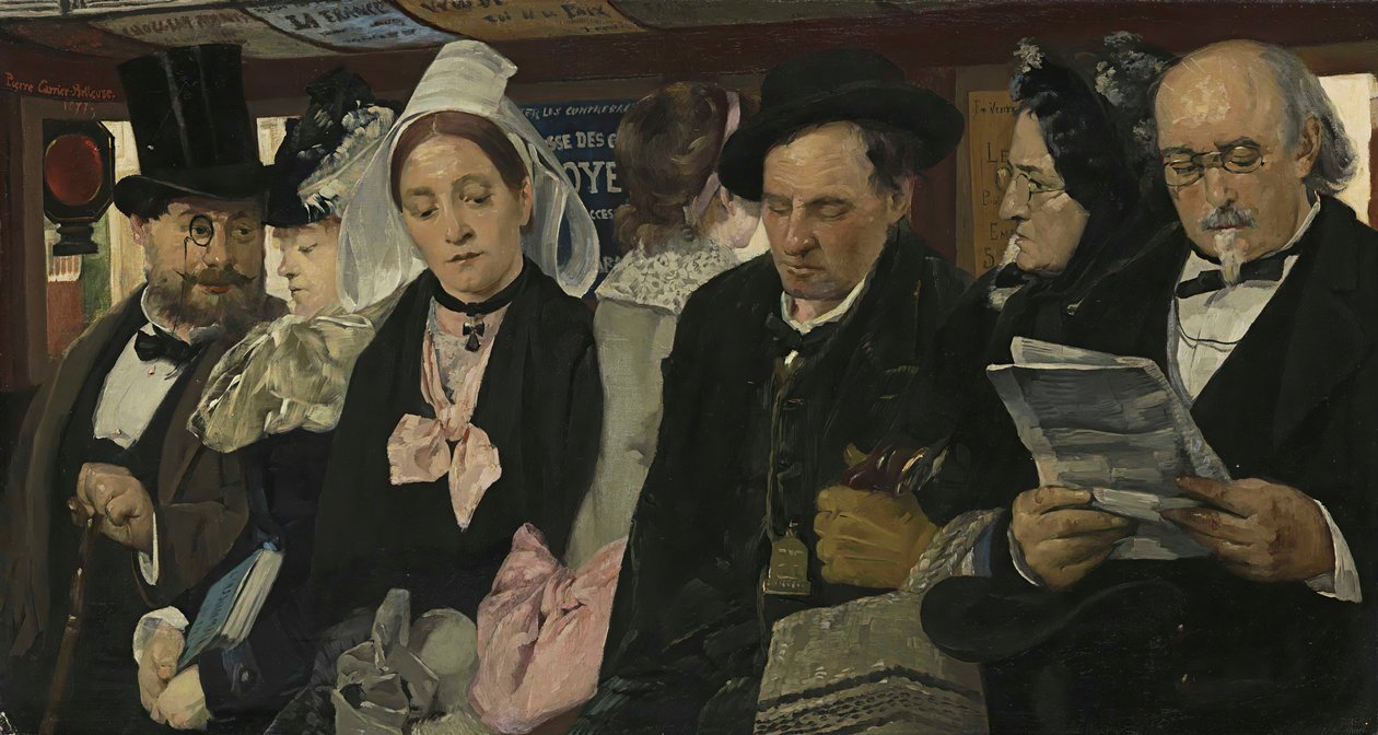 In een Omnibus, 1877 door Pierre Carriere Belleuse