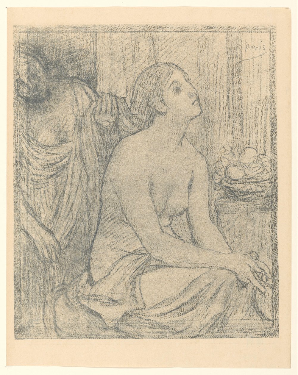 Vrouw aan haar toilet door Pierre Cécile Puvis de Chavannes