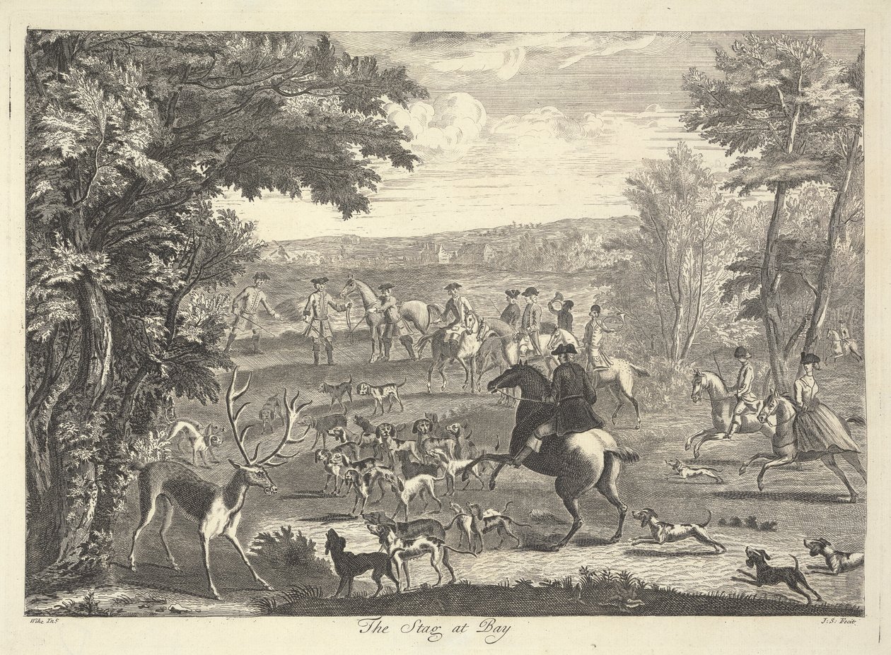 Het Hert in het Nauw door Pierre Charles Canot