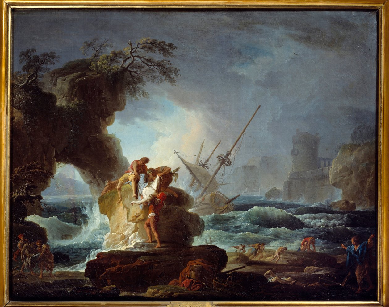 Schipbreuk door Pierre Charles Le Mettay