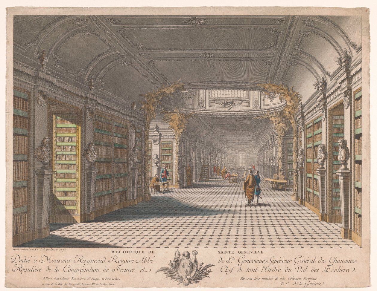 Bibliotheek van de abdij van Sainte-Geneviève te Parijs door Pierre Claude Delagardette