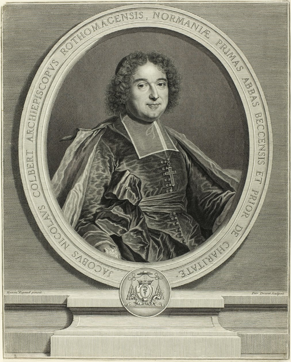 Portret van Jacques Nicolas Colbert, aartsbisschop van Rouen door Pierre Drevet