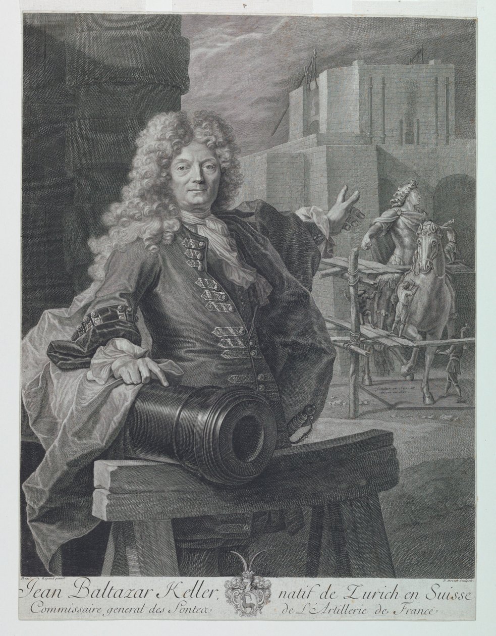 Portret van Jean-Balthasar Keller door Pierre Drevet
