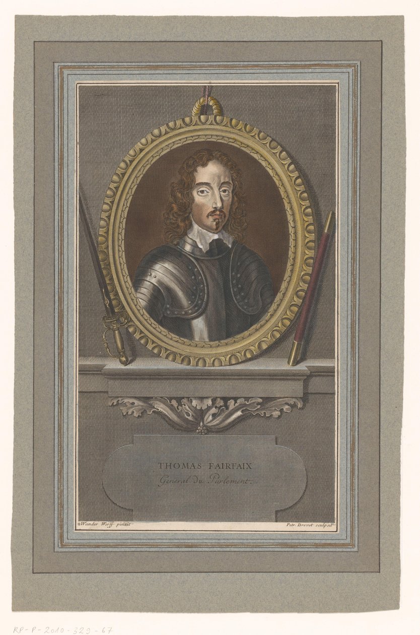 Portret van Thomas Fairfax door Pierre Drevet