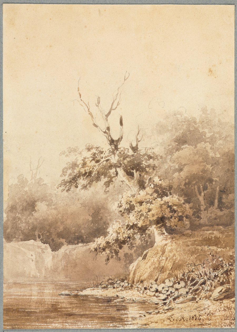 Landschap, 1836 door Pierre Etienne Theodore Rousseau
