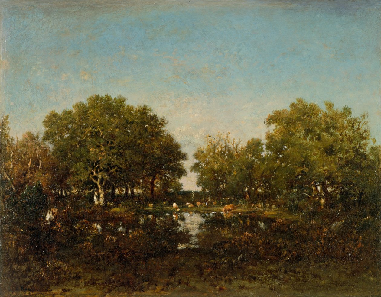 De vijver Herinnering aan het bos van Chambord door Pierre Etienne Theodore Rousseau
