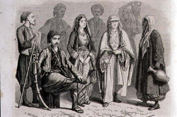 Anatolische kleding in de jaren 1860, gegraveerd door Stephane Pannemaker door Pierre Eugene (after) Grandsire