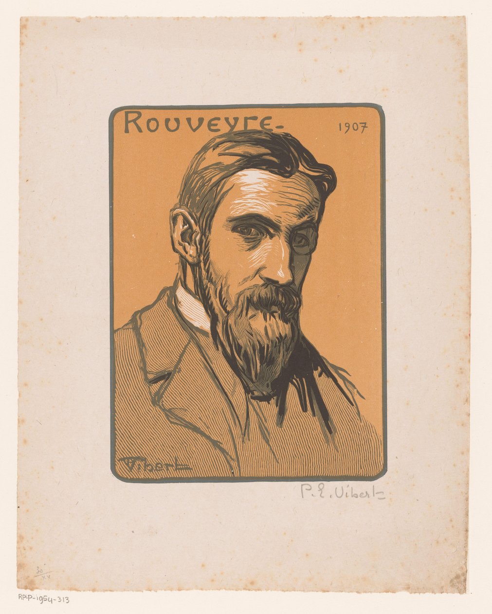 Portret van André Rouveyre door Pierre Eugène Vibert (signed by artist)