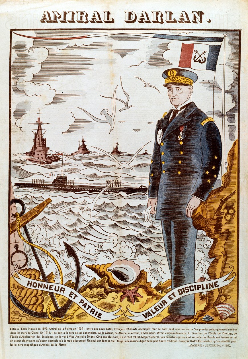 Admiraal François Darlan, commandant van de Franse marine door Pierre Falke