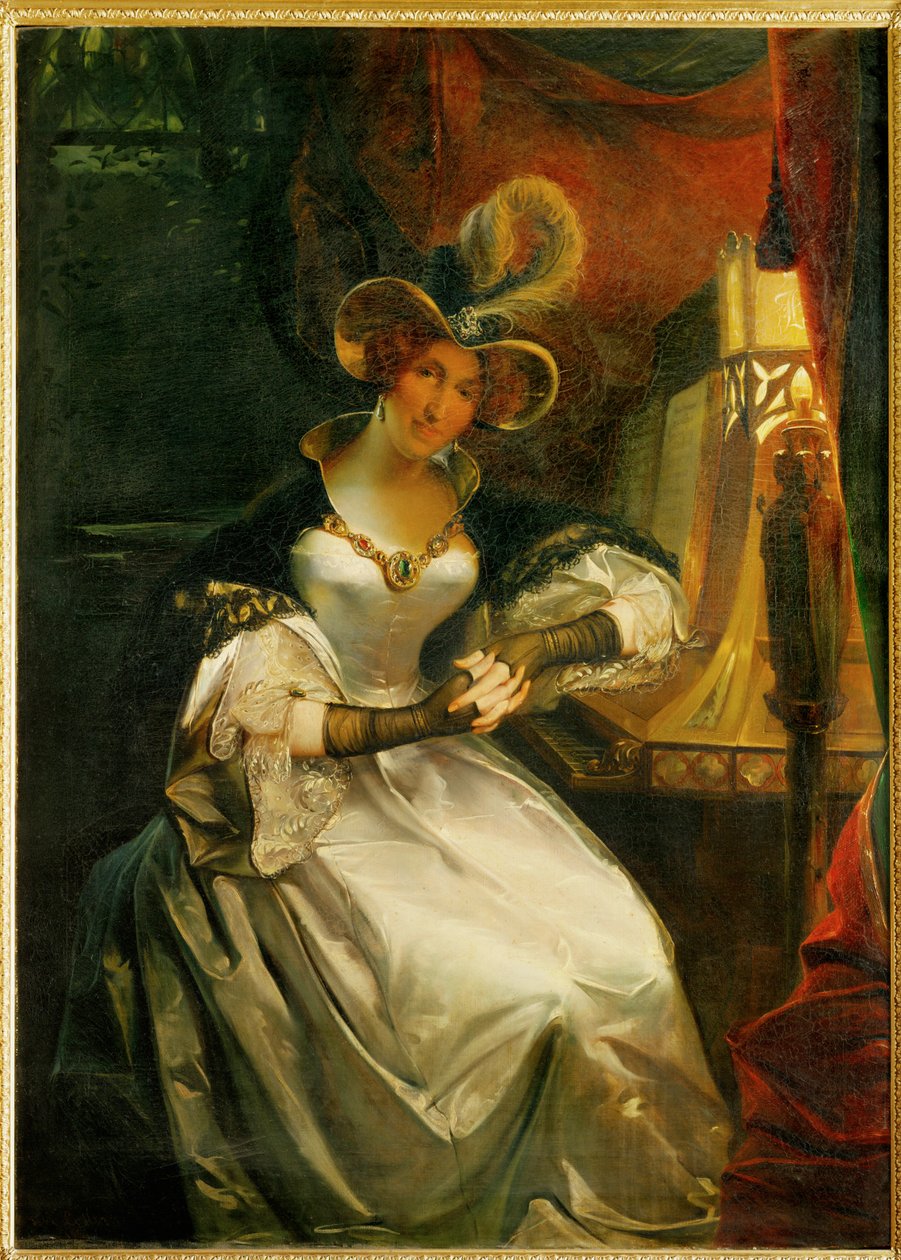 Koningin Hortense Bonaparte, echtgenote van Napoleons broer Lodewijk, koning van Holland, en moeder van Napoleon III (olieverf op doek) door Pierre Felix Cottrau