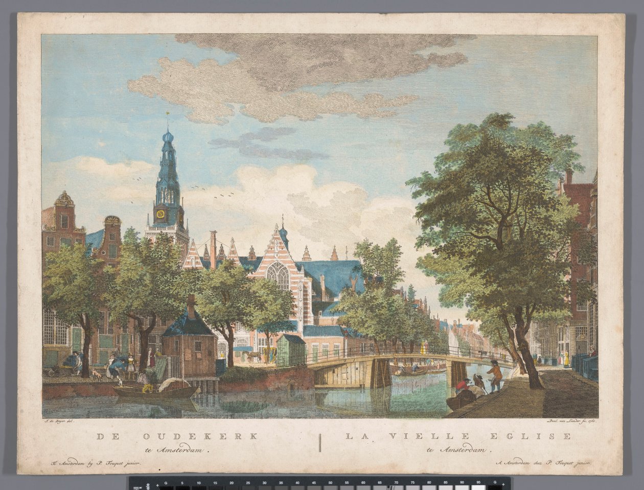 Gezicht op de Oude Kerk te Amsterdam door Pierre Fouquet
