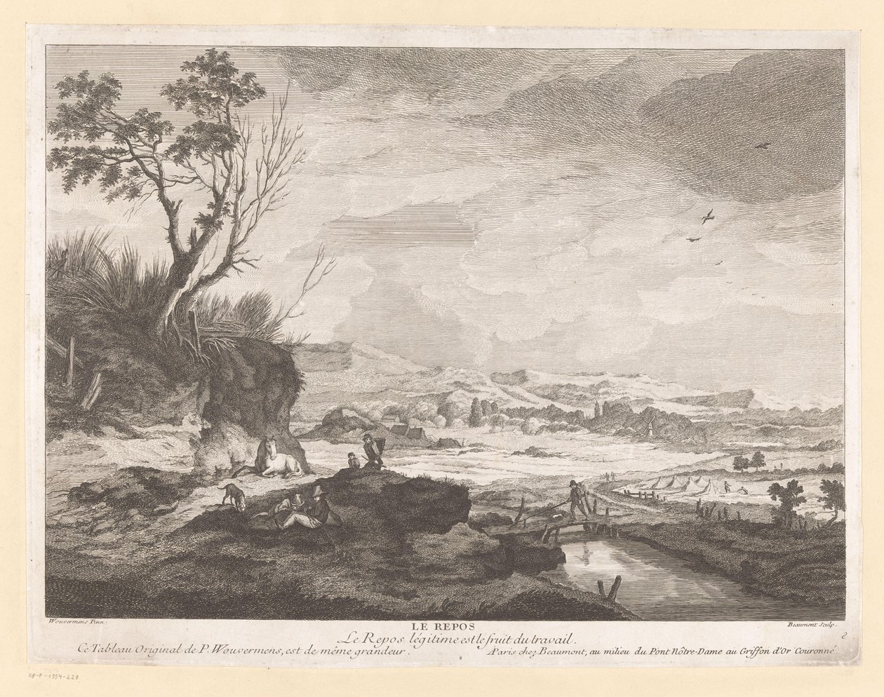 Landschap met rustende figuren door Pierre Francois Beaumont
