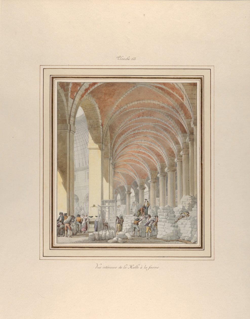 La Halle aux Blés, Interieurzicht door Pierre Francois Leonard Fontaine