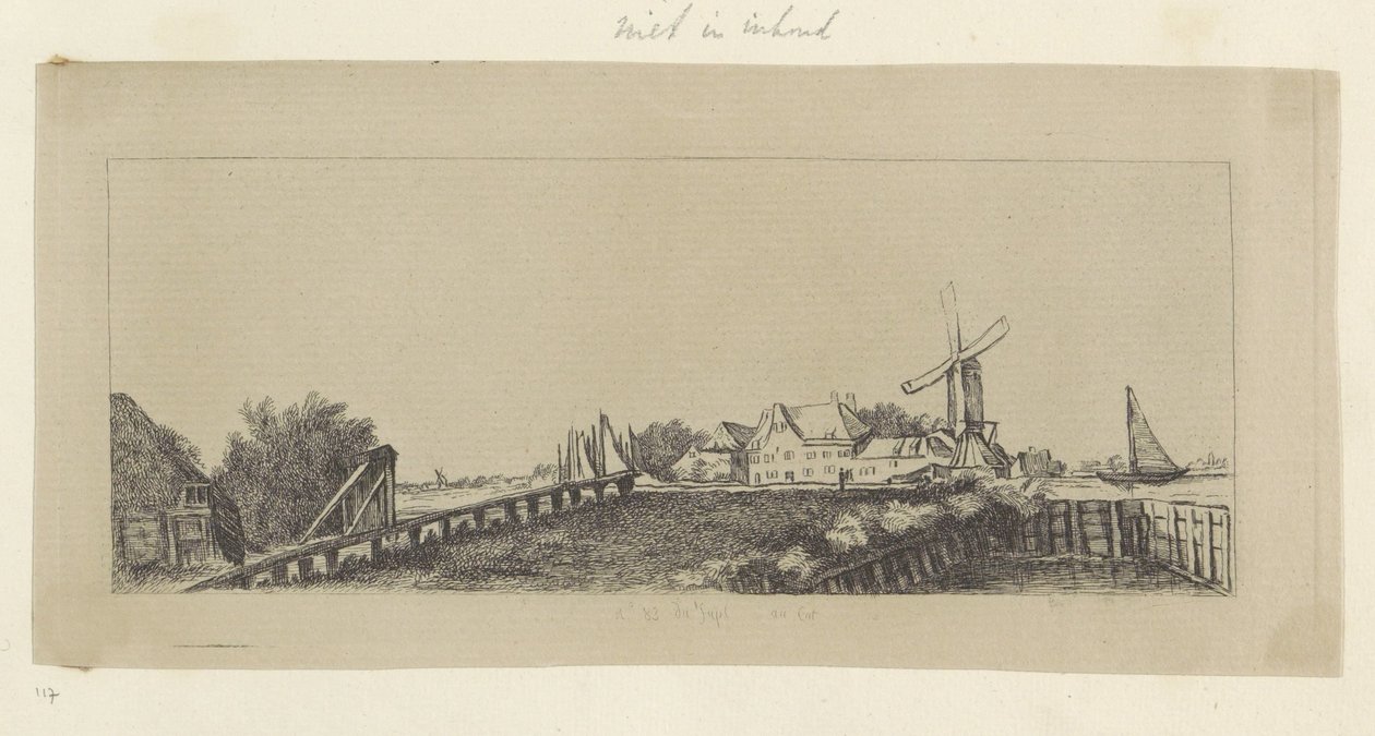 Landschap met een houten brug en molen door Pierre François Basan (workshop of)