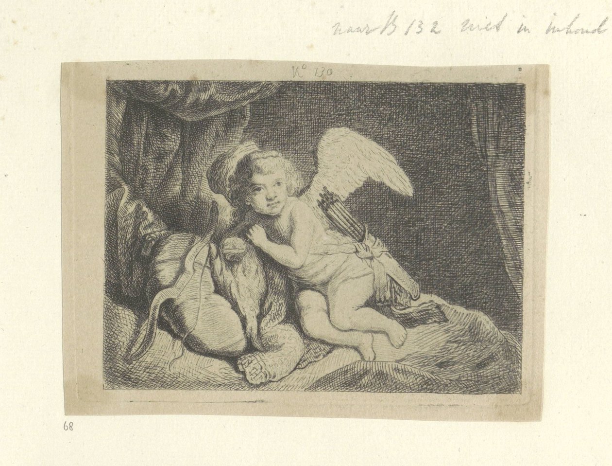 Rustende Amor door Pierre François Basan (workshop of)