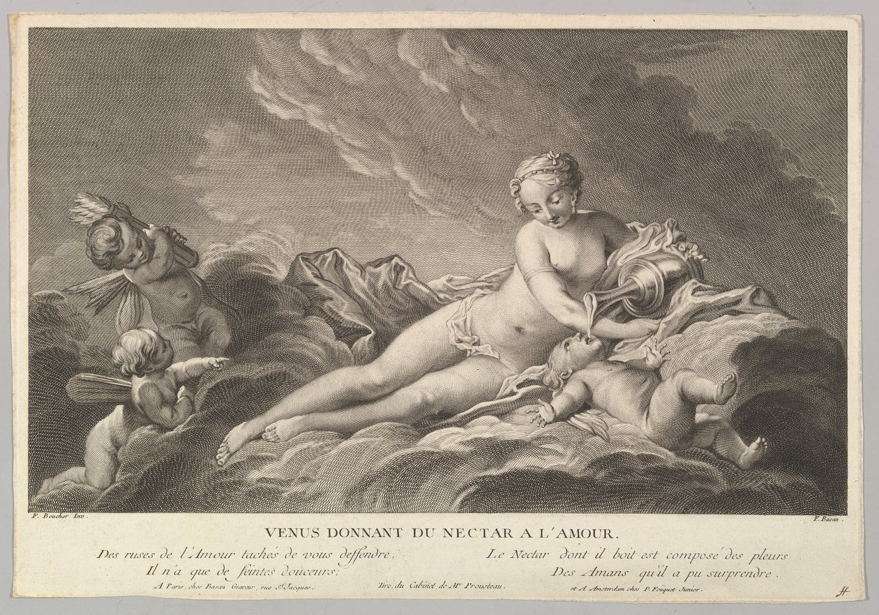 Venus die Nectar aan Cupido Geeft, 18e eeuw door Pierre François Basan
