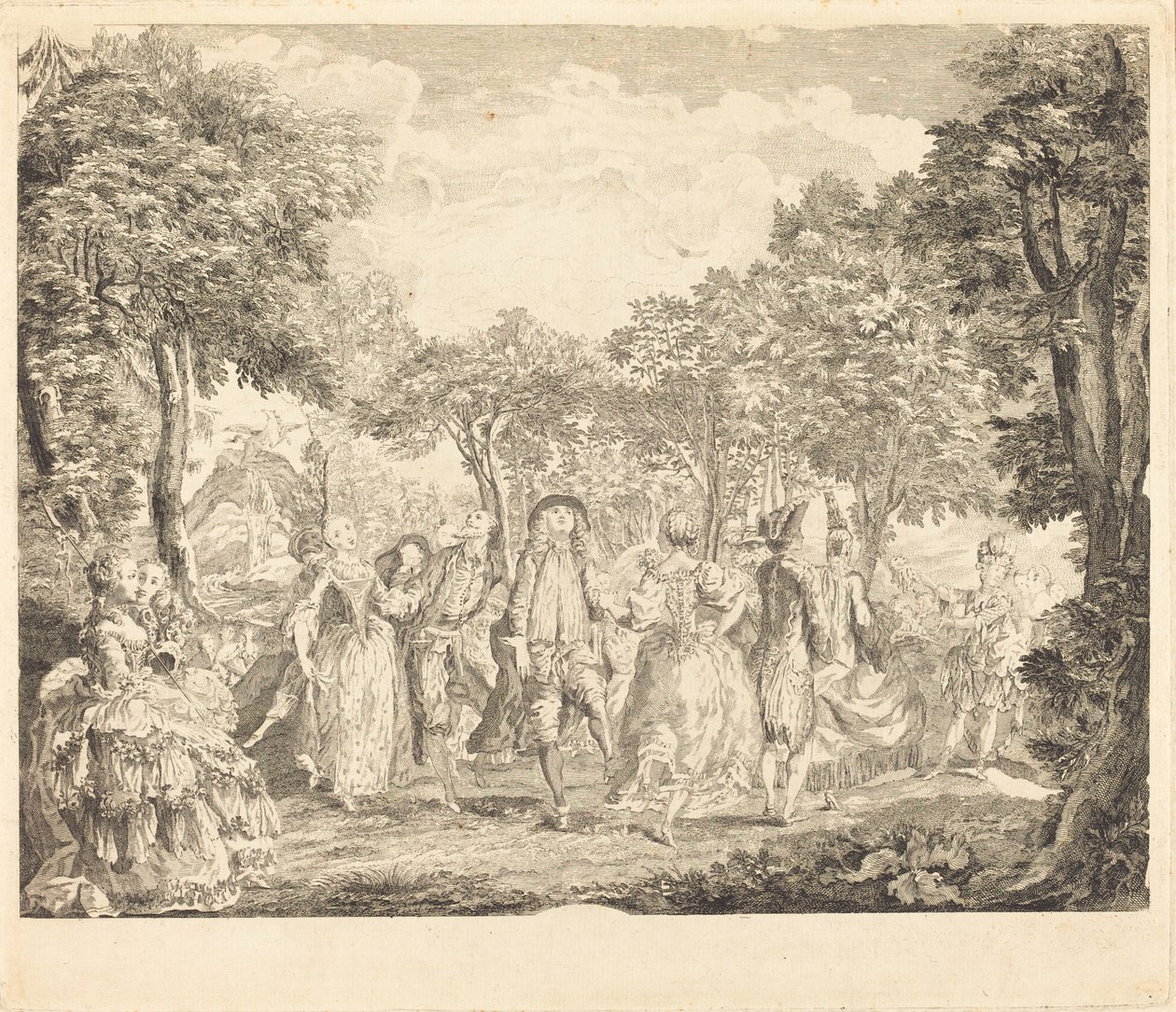 Ballet in de opera door Pierre François Basan after Gabriel Jacques de Saint Aubin