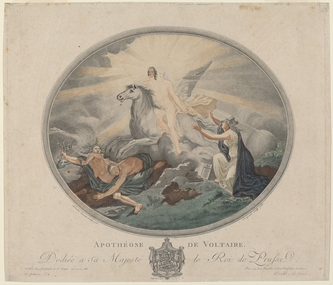 Apotheose van Voltaire door Pierre François Legrand, after Robert Guillaume Dardel