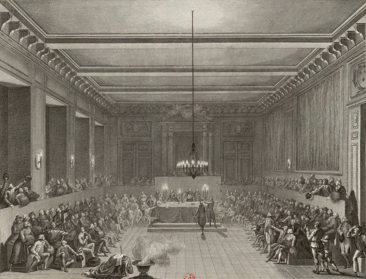 De Commune van Parijs kent een zwaard en een burgerkroon toe aan C.J.W. Nesham, een Engelsman, op 15 januari 1790. door Pierre Gabriel Berthault