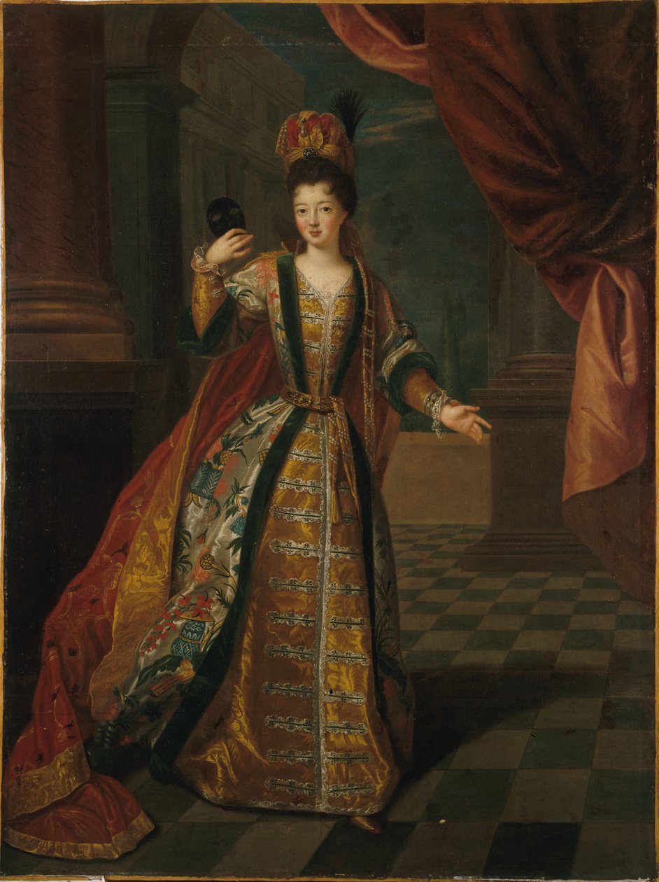 Frans: Portrait présumé de Mademoiselle de Nantes (Louise-Françoise de Bourbon, 1673-1743), en costume de bal door Pierre Gobert