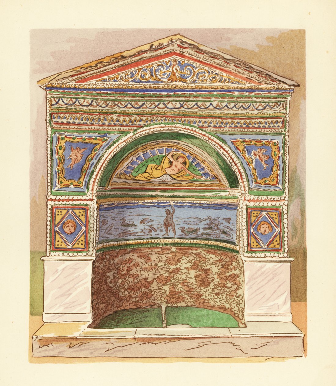 Emaille mozaïekfontein in het Huis van de Beer, of Casa dell
