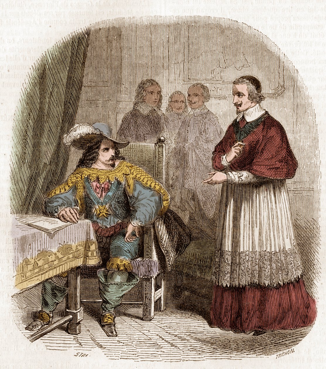 Franse koning Lodewijk XIII en minister kardinaal van Richelieu stichten de Académie Française door Pierre Gustave Eugene Staal