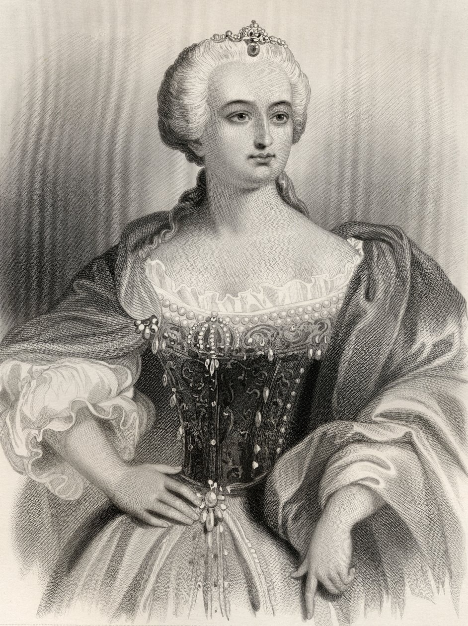 Maria Theresia (1717-80) Aartshertogin van Oostenrijk en Koningin van Hongarije en Bohemen, illustratie uit 