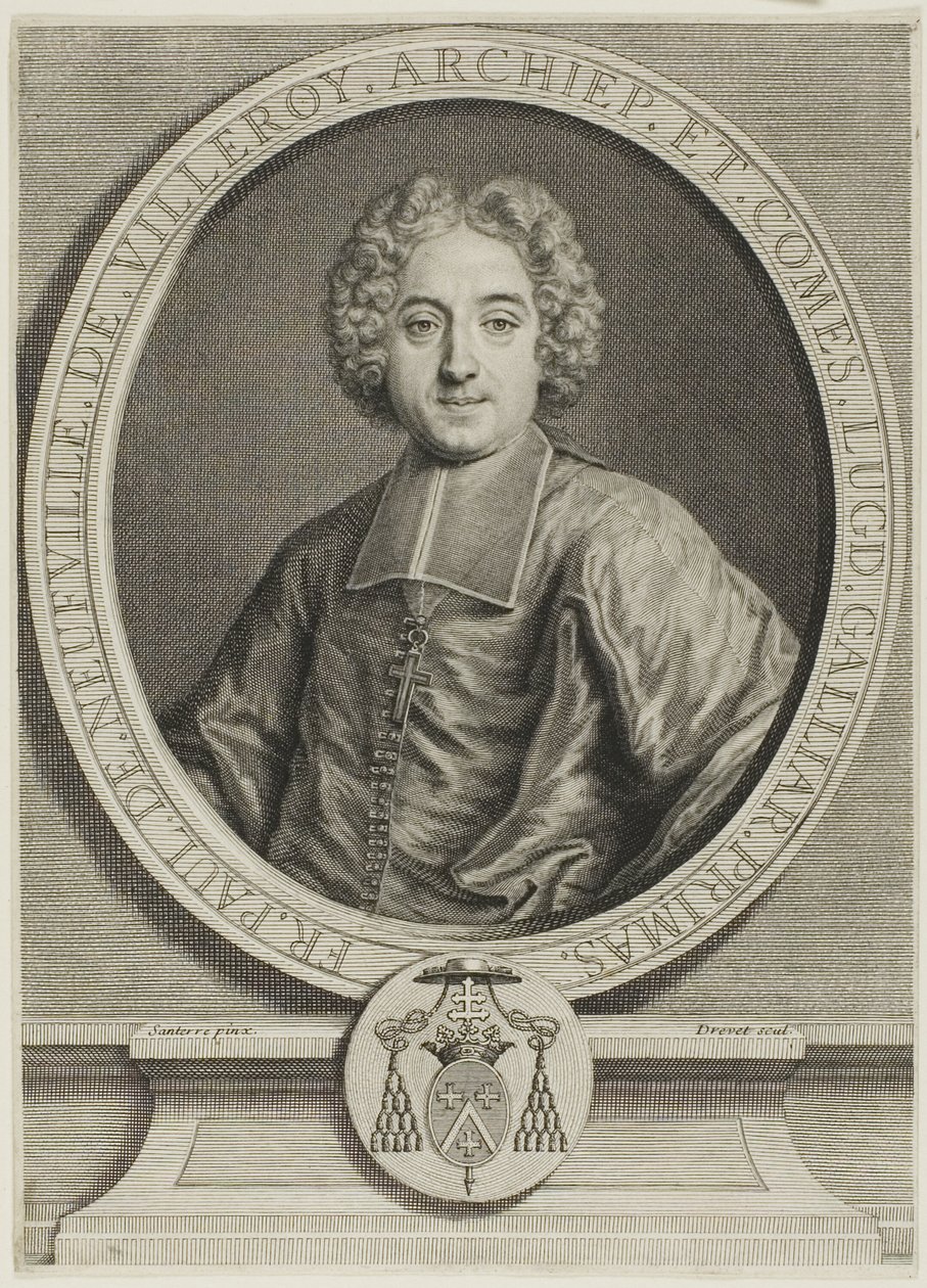 Portret van François-Paul de Neufville de Villeroy door Pierre Imbert Drevet