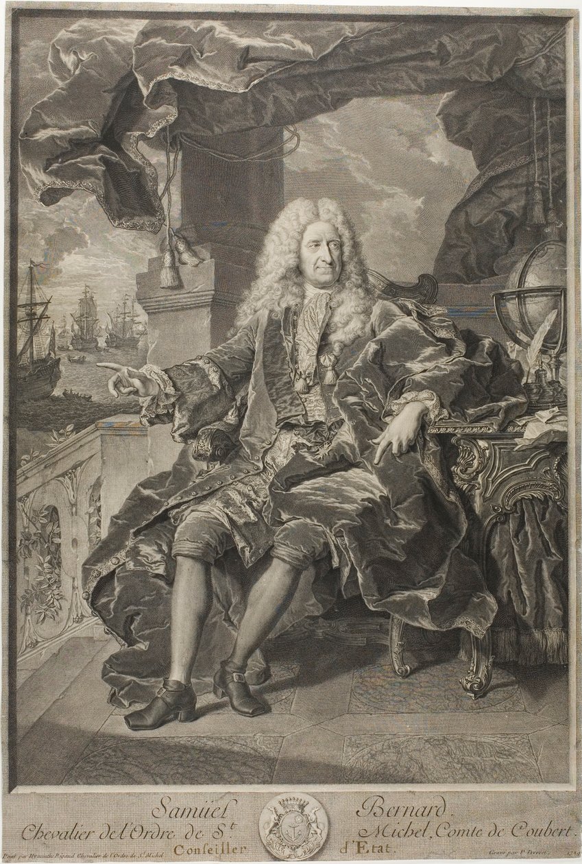 Portret van Samuel Bernard, staatsraad door Pierre Imbert Drevet