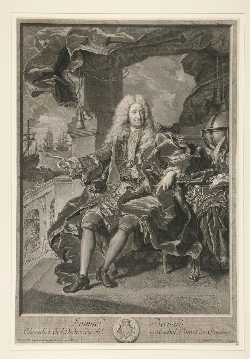 Portret van Samuel Bernard, Graaf van Coubert door Pierre Imbert Drevet