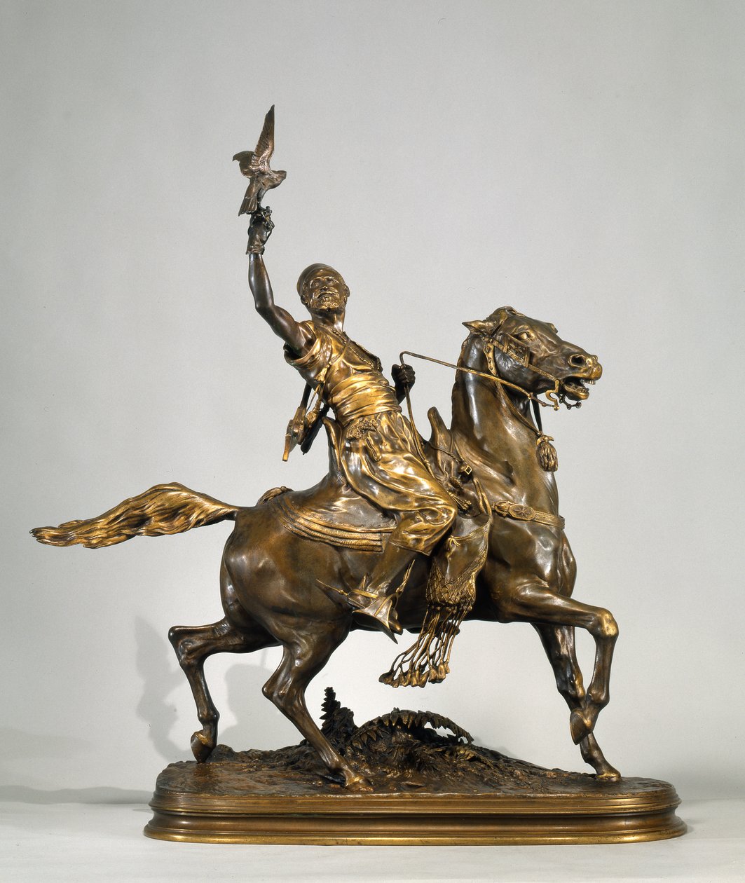 Arabische Valkenier te Paard, c.1880 door Pierre Jules Mene
