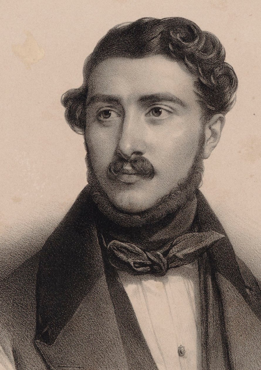 Portret van de componist Théodore Labarre 1805-1870 door Pierre Louis Henri Grevedon